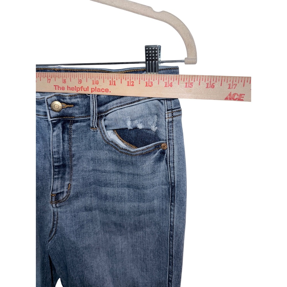 Judy Blue High Rise Dad Jean Medium Wash Distressed Raw Hem Size 9/29 Womens - Picture 7 of 12